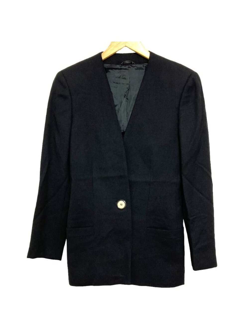 Versace Gianni Vintage Collarless Jacket Black Spring Summer Fall Winter 40